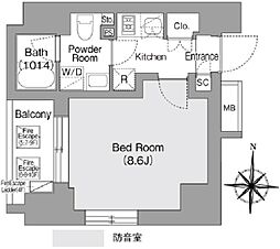 コンフォリア・リヴ森下ミューティオ 9階1Kの間取り