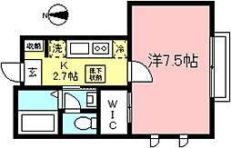 リヴィエール 1Kの間取図画像