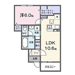 フジ ビスタ 1LDKの間取図画像