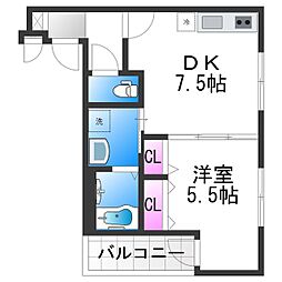 フジパレス杉本町EAST 1DKの間取図画像