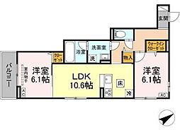 川崎市多摩区生田1丁目アパート 2LDKの間取図画像