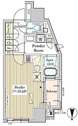 パークアクシス白金 9階ワンルームの間取り