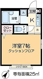 メゾンクレール 2階1Kの間取り