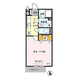 サンフォンテC 1Kの間取図画像