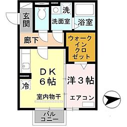 モナリエan 1DKの間取図画像