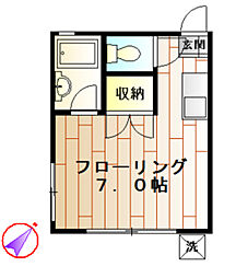 JR中央線 中野駅 徒歩12分の賃貸アパート 1階ワンルームの間取り