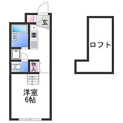 レオパレス水池 1Kの間取図画像