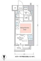 Urbanex深川木場 1DKの間取図画像