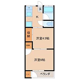 磯沼荘 2Kの間取図画像