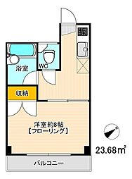 ベルザ南片江 3階1Kの間取り