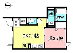 Ｇｒａｎｐａ 1階1DKの間取り