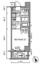 パークアクシス門前仲町 1Kの間取図画像