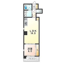 大阪市阿倍野区阪南町1丁目マンション 1LDKの間取図画像