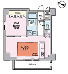ヴィスタコート幡ヶ谷 1LDKの間取図画像