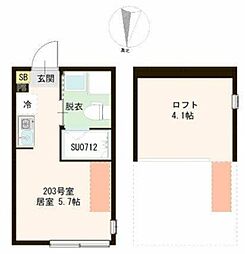ハーモニーテラス貫井III ワンルームの間取図画像