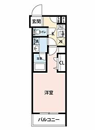 MAXIV CROS府中 1Kの間取図画像