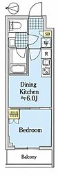 ハーモニーレジデンスクロスゲート 1DKの間取図画像