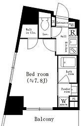 パークキューブ新板橋 4階1Kの間取り