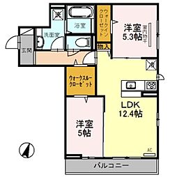 ヴィアラッテア 2LDKの間取図画像
