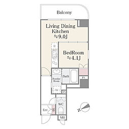 リバーパーク門前仲町 6階1LDKの間取り