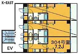 K-EAST 2階1Kの間取り