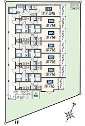 MELDIA長沼II 1階1Kの間取り
