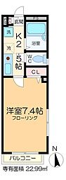 エスポワール 1Kの間取図画像
