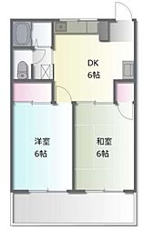 パンプキンハイム 2DKの間取図画像