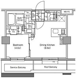 ザ・パークハビオ新宿 1DKの間取図画像