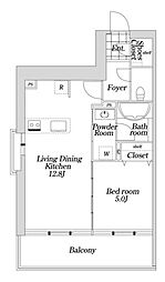 KDX大伝馬レジデンス 4階1LDKの間取り