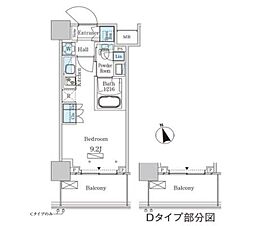 パークアクシス大塚ステーションゲートタワー 2105 21階ワンルームの間取り