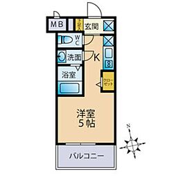 晃明ビル 2階ワンルームの間取り