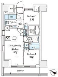 テラス駒込イースト 2LDKの間取図画像