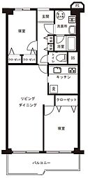 目黒台スカイマンション 2LDKの間取図画像
