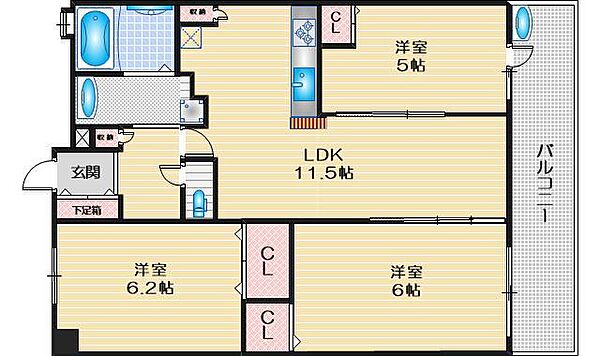 エステムコートクラスシティ ｜大阪府豊中市庄内東町１丁目(賃貸マンション3LDK・6階・61.58㎡)の写真 その2