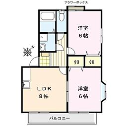 アネックス安武B 2LDKの間取図画像