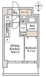 Genovia川崎6スカイガーデン 1DKの間取図画像