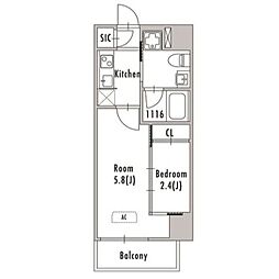 GRAN PASEO亀有 2Kの間取図画像