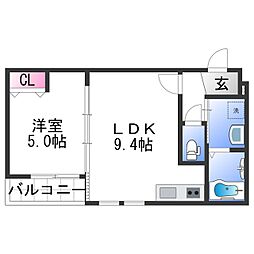 アメニティ高松 1LDKの間取図画像