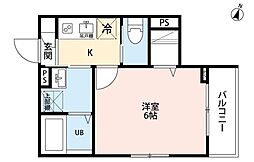 ルリアズール南与野 1階1Kの間取り