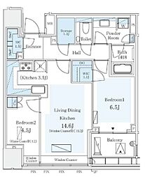 パークコートザ・三番町ハウス 3階2LDKの間取り