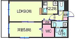 クラージュ 1LDKの間取図画像