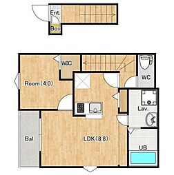 川越市大字大袋新田アパート 1LDKの間取図画像
