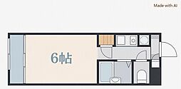 第5双洋ビル ワンルームの間取図画像