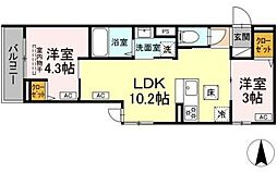 セレスティア中台 III 2LDKの間取図画像