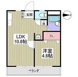 三協コーポ 1LDKの間取図画像