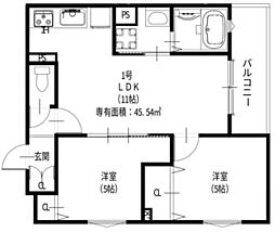 ラモーナ諸福III 2LDKの間取図画像