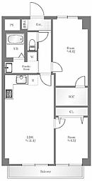 ドヌール蔵前 5階2LDKの間取り