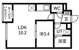 CASA PIAZZA 中野松が丘 1LDKの間取図画像