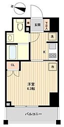 レノス新子安 1Kの間取図画像